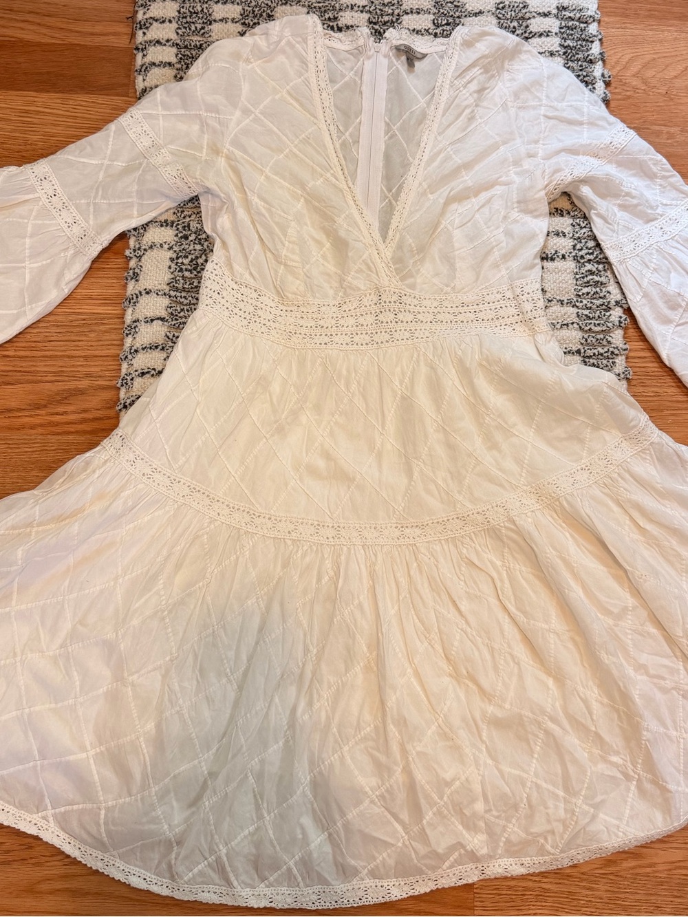 Guess White Crochet-Trim V-Neck Top
